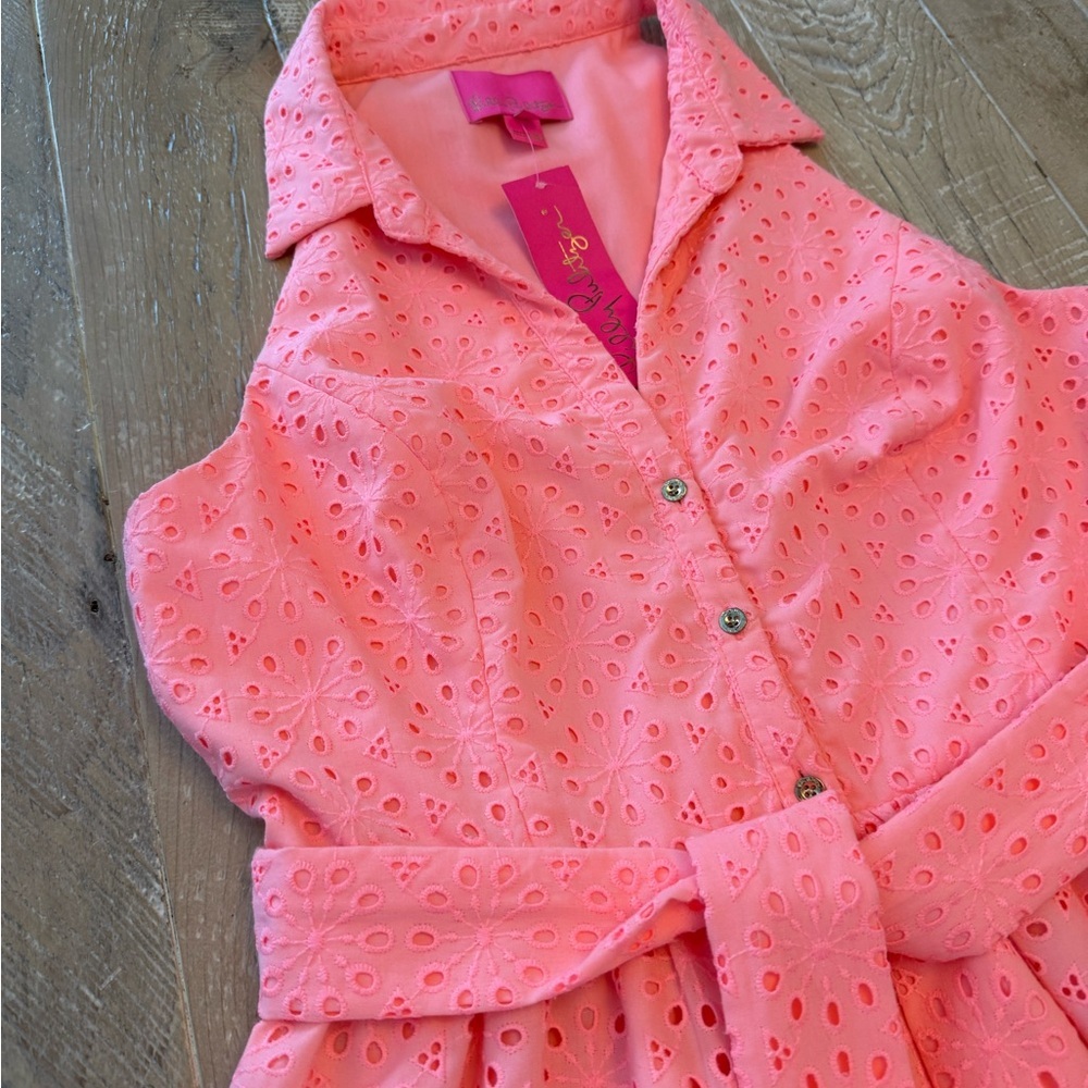 Lilly Pulitzer Shelona Coral Neon Sunburst Dress 10 - Picture 4 of 12